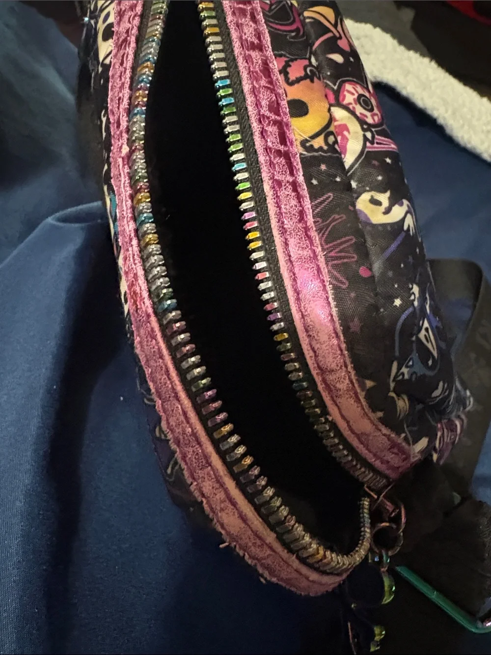 tokidoki Black Crossbody Bag Galactic Dreams with Pink Metallic Trim